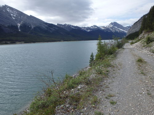 GDMBR: Following the route around Spray Lake.