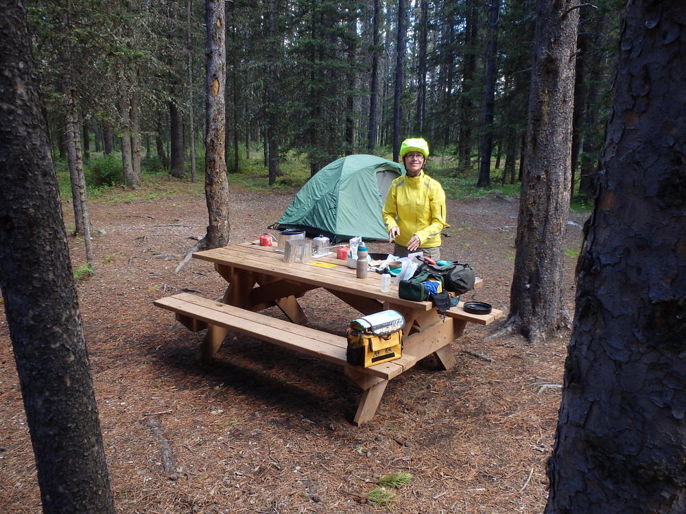 GDMBR: Our Camp at Canyon CG on Lower Kananaskis Lake.
