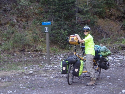 GDMBR: Terry and the Bee are standing by the Trail Sign.
