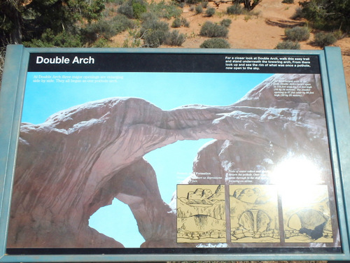 The placard explaining the Double Arch.