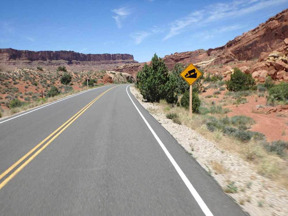The Big Descent (opposite direction of the Big Climb); Arches NP, UT, by Tandem Bicycle.