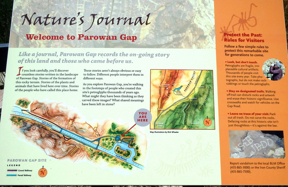 The Parowan Gap Welcome - You are here.