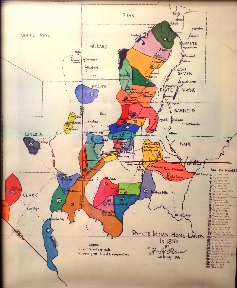 A mapping of the Pahute Tribes in 1850.