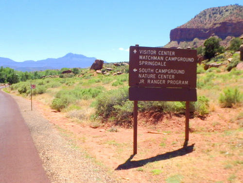 Heading straight, passing by the Zion NP Nature Center.