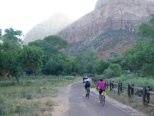 Riding a path through some of the Zion NP Campgrounds.