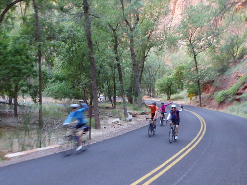 Cycling through Zion NP's Virgin Valley.