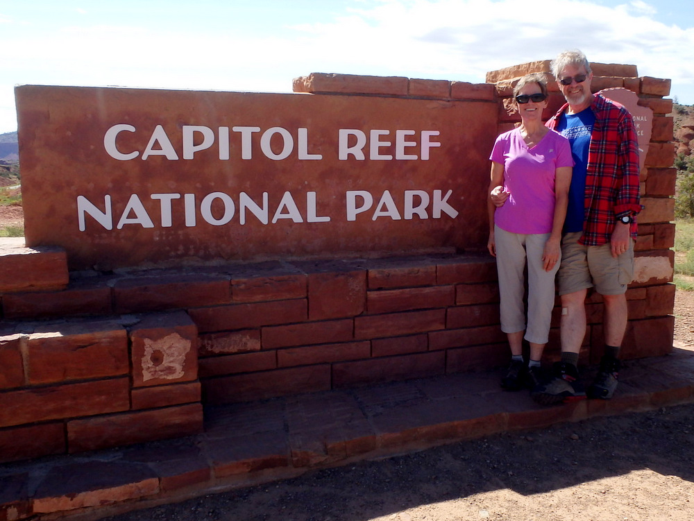 Dennis and Teresa Struck at one of the Entrances to Capitol Reef National Park.