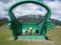 GDMBR: One-Time Worlds Largest Scoop Bucket; Elkford, British Columbia, Canada.
