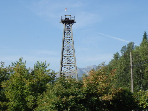 GDMBR: This Wood Derrick is an actual remnant of Fernie's Oil Boom Days.