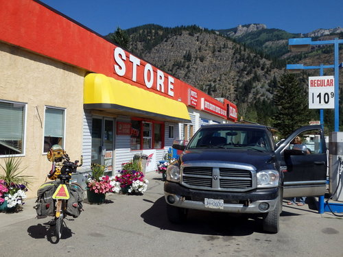 GDMBR: The Bee is parked at the Elko Gas Station and Convenience Store.