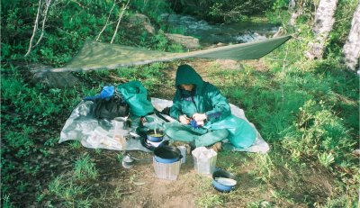 Terry cookin a meal.