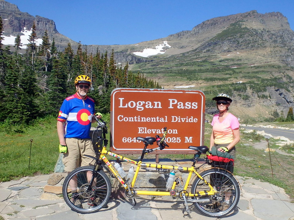 Dennis and Terry Struck along with the Bee at Logan Pass (29 July 2018, Glacier National Park).