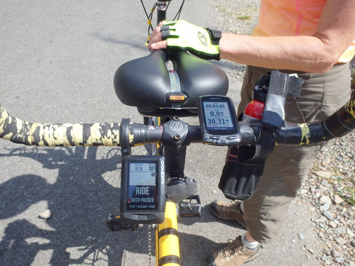We were running a side-by-side GPS test, Wahoo on the left and Garmin 510 on the right.