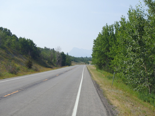 Southbound on US-89, Divide Mountain is on the Horizon (in Glacier NP).