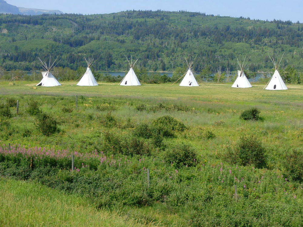 Native American Teepees near Lower St Mary Lake - The Blackfeet Indian Reservation is directly behind us.