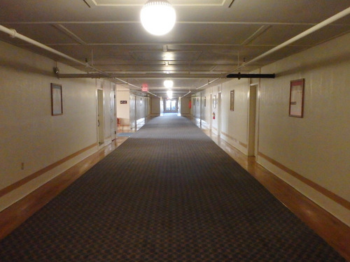 This is the hallway of the lodge rooms.