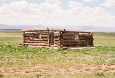 Old log cabin structure.