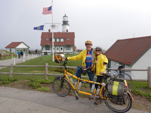 Terry and the Bee with Dennis at the Portland Head Lighthouse.