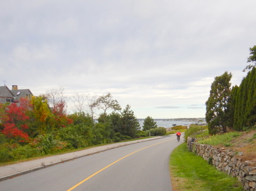 We continued riding south in-and-out of coastal views on Maine Hwy-9 and that is Pam and Vickie ahead.
