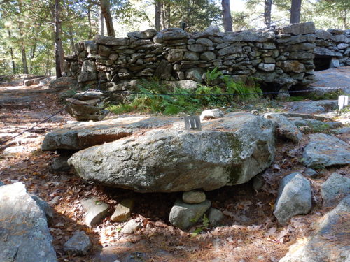 Man made stone laid ground structure.