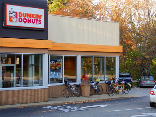 We're being treated to Breakfast at Dunkin' Donuts.