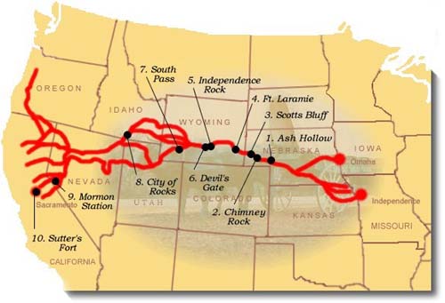 California-Oregon Trail Map.