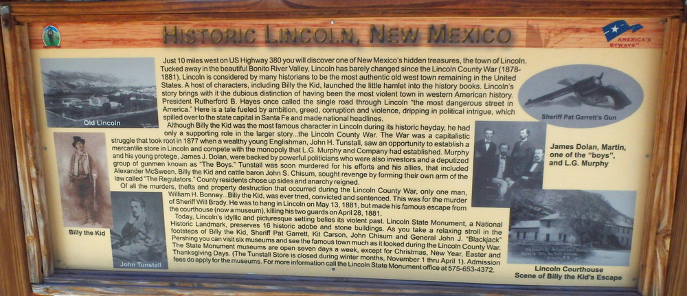 On the way to Lincoln in the town of Hondo, New Mexico, we saw this information kiosk (front side).