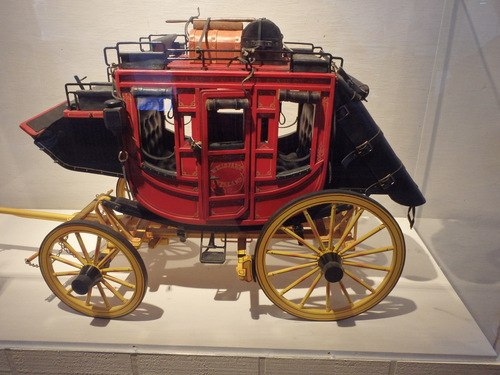 A model stage-coach inside the Murphy-Dolan Store Museum.