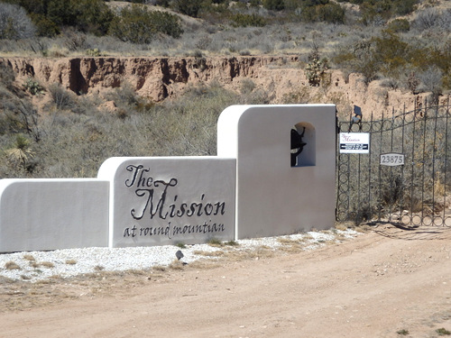 The signs for The Mission at Round Mountain.