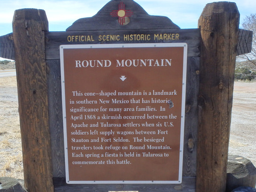The Round Mountain History Placard.