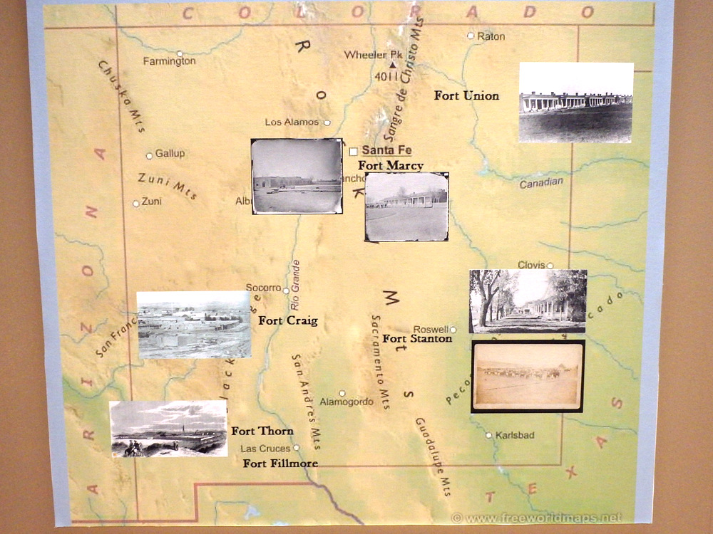 A map of Army Forts in New Mexico during the 1850-1860s.