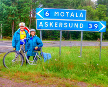 Sign between Motala and Askersund, Sweden, August, 2012, Bike Tour.