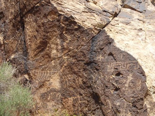 Petroglyphs at Parowan Gap, Utah.