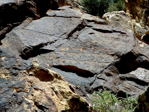 Petroglyphs at Parowan Gap, Utah.