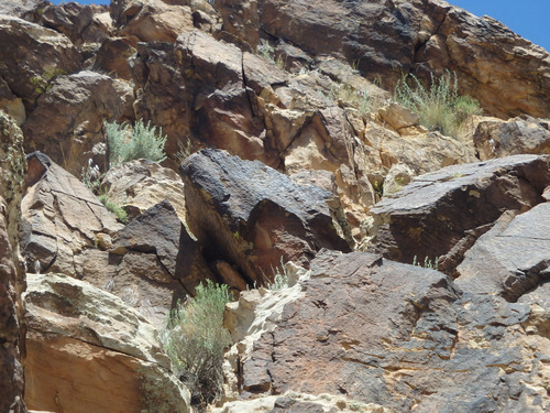 Petroglyphs at Parowan Gap, Utah.