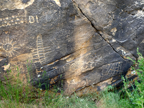 Petroglyphs at Parowan Gap, Utah.