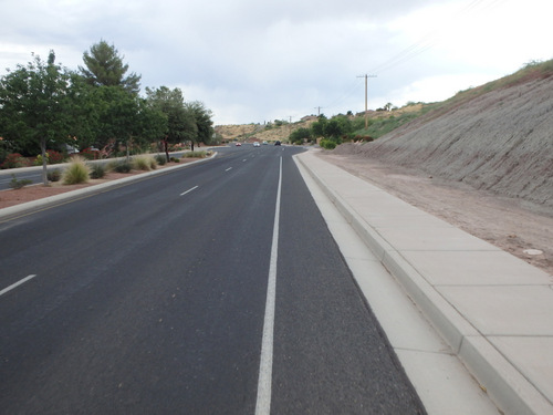 Cycling through a bicycle pathway in Santa Clara.