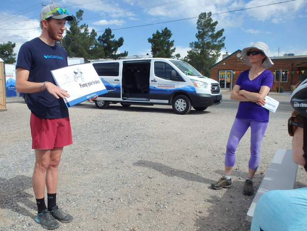 Bryce of Backroads, presenting the Safety Briefing.