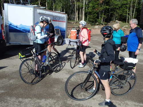 Three intrepid souls (Sharon, Louise, and Alesia) were starting here with a quick 600' (plus) climb to 10,439'.