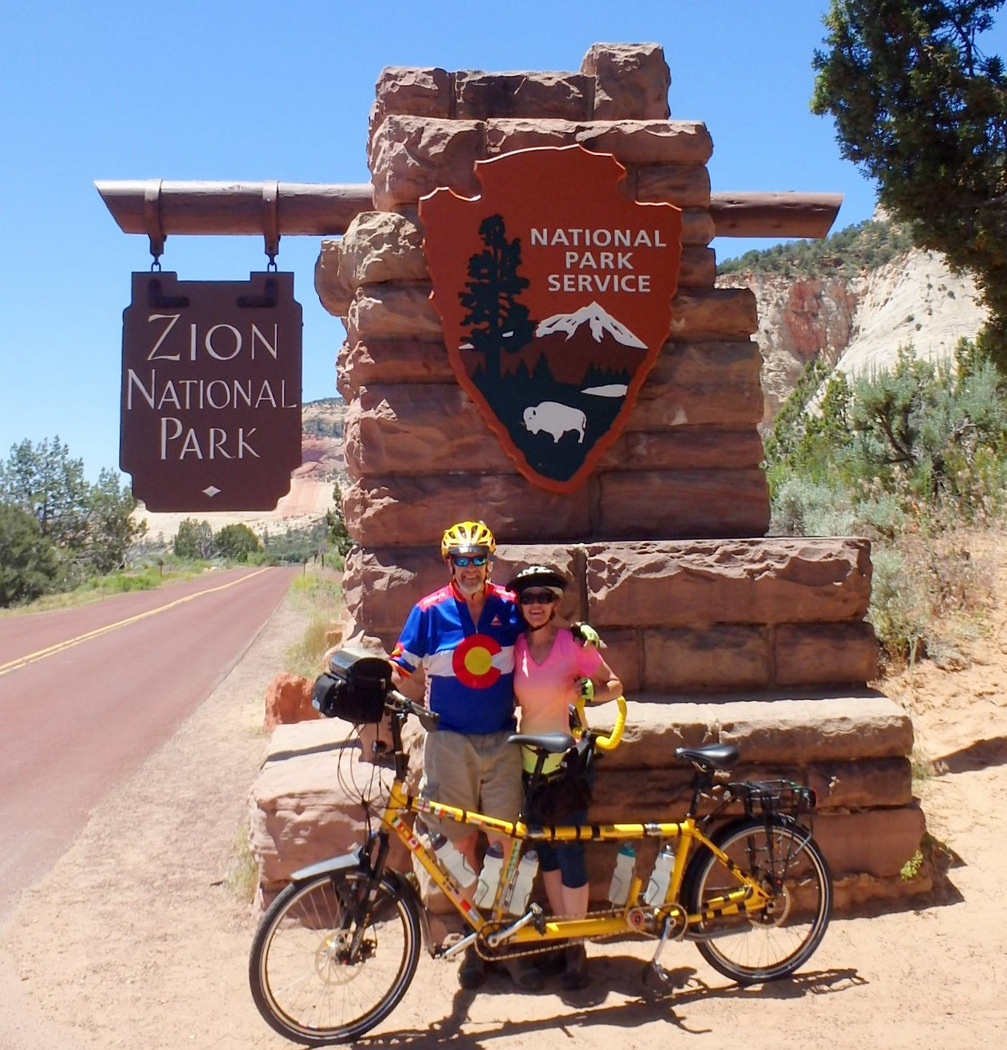 Dennis and Terry Struck with the Bee at the Southeast Entrance of Zion National Park.