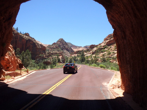 Pedaling through Zion NP.