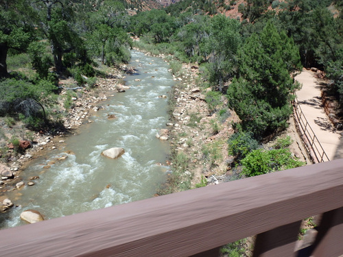 Crossing the North Fork of the Virgin River.