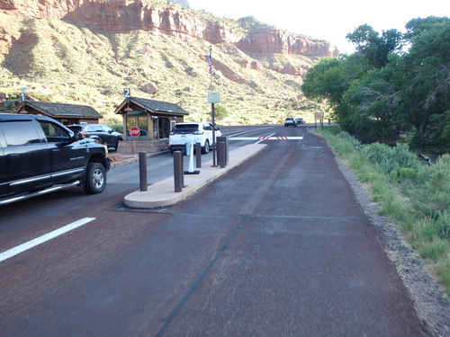 Entering Zion Canyon National Park.