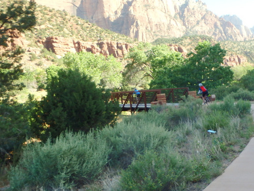 Cycling through Zion NP's Virgin Valley.