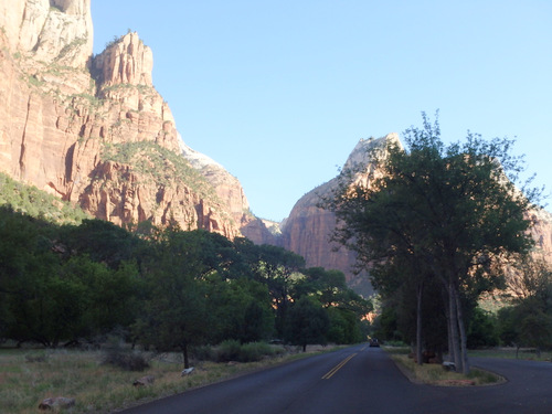 Cycling through Zion NP's Virgin Valley.