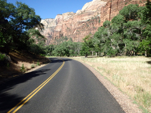 Cycling through Zion NP's Virgin Valley.