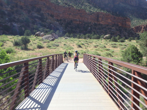 Cycling through Zion NP's Virgin Valley.