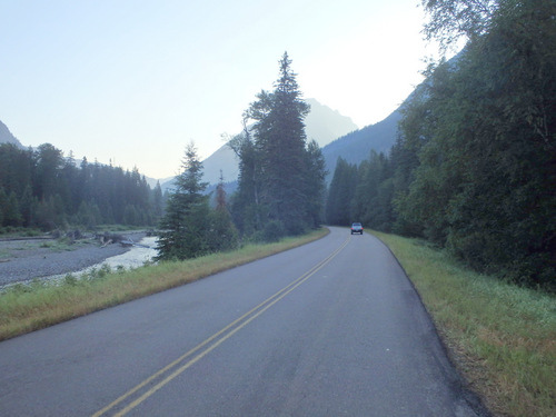 Heading east, more or less, on Going to the Sun Road.