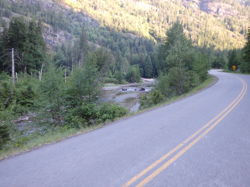 Heading east, more or less, on Going to the Sun Road.