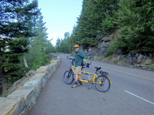 Dennis Struck and the Bee pusing on the Going to the Sun Road (photo by Terry Struck).